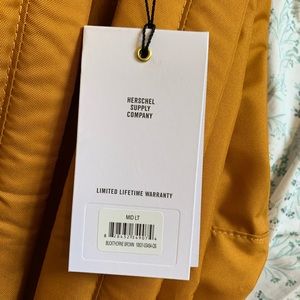 NWT Herschel supply company yellow backpack